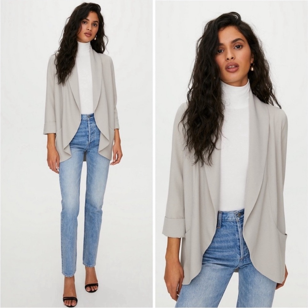 Aritiza x Wilfred • chevalier blazer cardigan gray off white open front sz 00